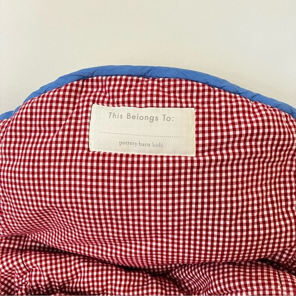 Pottery Barn Kids Red White Blue Gingham Sleeping Bag Shaggy Dog Pup Checkers - Picture 16 of 16